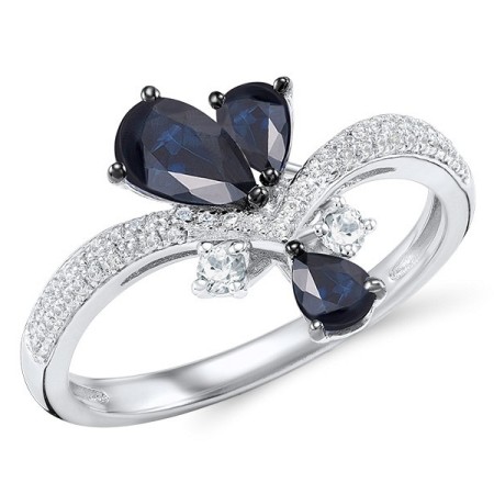 14KWB Ring Blue Sapphire,Diamond,White Topaz (R306739WBS14KWB) - US 6