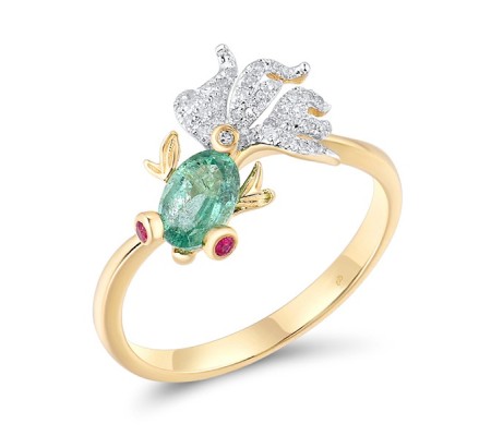 14KYW Ring Diamond,Emerald,Ruby (R306749ERU14KYW) - US 6
