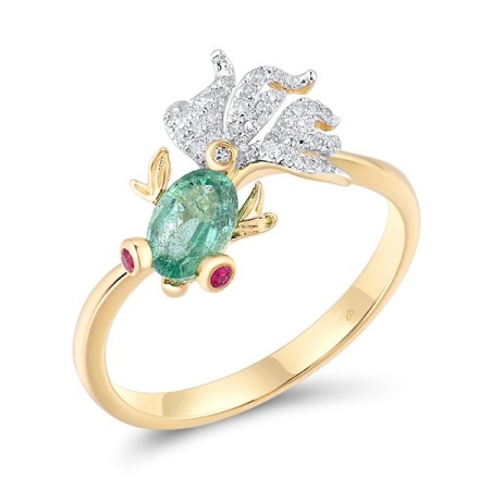 14KYW Ring Diamond,Emerald,Ruby (R306749ERU14KYW) - US 6
