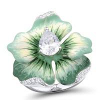 Sterling Silver Ring Enamel,White Cubic Zirconia (R306768ENS3SL925)