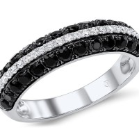 Sterling Silver w/ Black White Plating Ring Black spinel,White Cubic Zirconia (R306865BSNZSK925) - US 5