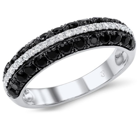 Sterling Silver w/ Black White Plating Ring Black spinel,White Cubic Zirconia (R306865BSNZSK925) - US 5