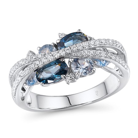 Sterling Silver Ring Blue Spinel,White Cubic Zirconia (R306872BLZSL925) - US 6