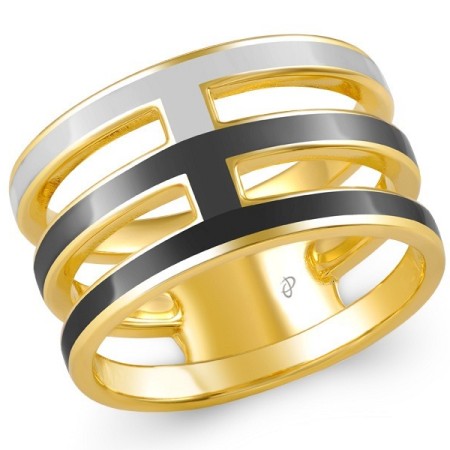 Sterling Silver w/ Yellow Plating Ring Enamel (R306916ENA2SY925)