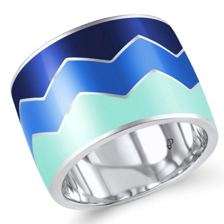 Sterling Silver Ring Enamel,White Cubic Zirconia (R306917ENA3SL925)