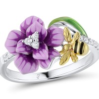 IONIC YELLOW PLATING For FF Ring Enamel,White Cubic Zirconia (R306970ENASP925) - US 5.5