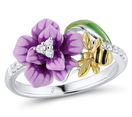 IONIC YELLOW PLATING For FF Ring Enamel,White Cubic Zirconia (R306970ENASP925) - US 5.5