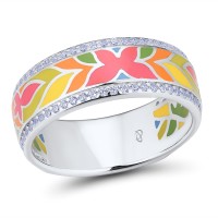 Sterling Silver Ring Enamel,White Cubic Zirconia (R306995ENA1SL925)