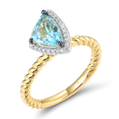 Sterling Silver w/ Yellow Black White Plating Ring Blue Glass,White Cubic Zirconia (R307013BLGZSZ925)