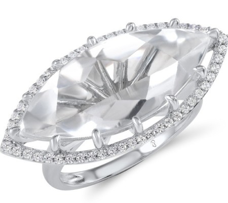 Sterling Silver Ring White Cubic Zirconia,White Glass (R307023WGZSL925)