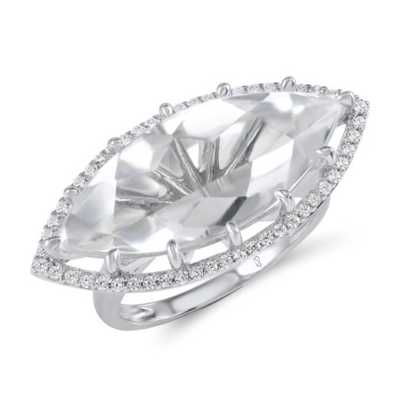 Sterling Silver Ring White Cubic Zirconia,White Glass (R307023WGZSL925)