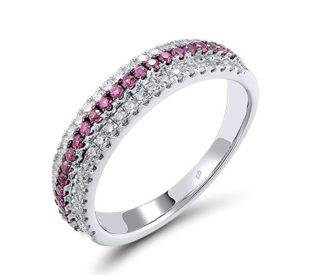 Sterling Silver w/ Black White Plating Ring Created Ruby,White Cubic Zirconia (R307180CRZSK925)