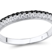 Sterling Silver w/ Black White Plating Ring Black spinel,White Cubic Zirconia (R307195BSNZSK925) - US 5.5