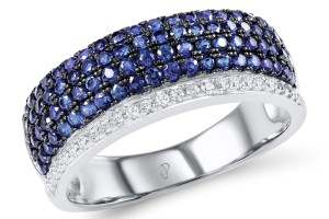 Sterling Silver w/ Black White Plating Ring Blue Nano Cubic Zirconia,White Cubic Zirconia (R307204BZZSK925) - US 5.5