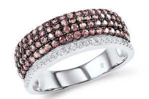 Sterling Silver w/ Black White Plating Ring Chocolate CZ,White Cubic Zirconia (R307204CHWZSK925) - US 5.5