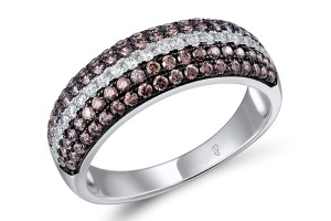 Sterling Silver w/ Black White Plating Ring Chocolate CZ,White Cubic Zirconia (R307205CHWZSK925) - US 5.5