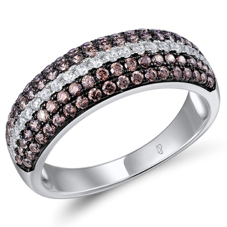Sterling Silver w/ Black White Plating Ring Chocolate CZ,White Cubic Zirconia (R307205CHWZSK925) - US 5.5