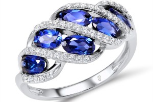 Sterling Silver Ring White Cubic Zirconia,Blue Nano Cubic Zirconia (R307279BZZSL925) - US 6