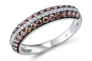 Sterling Silver w/ Black White Plating Ring Chocolate CZ,White Cubic Zirconia (R307280CHWZSK925) - US 5.5