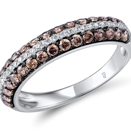 Sterling Silver w/ Black White Plating Ring Chocolate CZ,White Cubic Zirconia (R307280CHWZSK925) - US 5.5