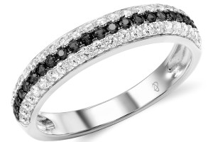 Sterling Silver w/ Black White Plating Ring Black spinel,White Cubic Zirconia (R307288BSNZSK925) - US 5.5
