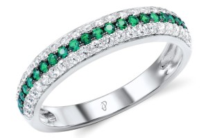 Sterling Silver w/ Black White Plating Ring Green Spinel,White Cubic Zirconia (R307288GSZSK925) - US 5.5