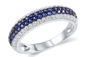 Sterling Silver w/ Black White Plating Ring Blue Nano Cubic Zirconia,White Cubic Zirconia (R307291BZZSK925) - US 5.5