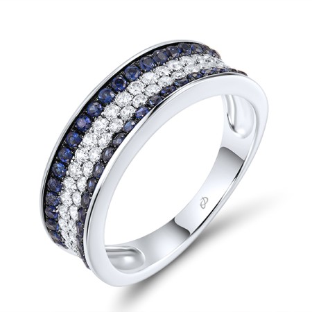 Sterling Silver w/ Black White Plating Ring White Cubic Zirconia,Blue Nano Cubic Zirconia (R307293BZZSK925)