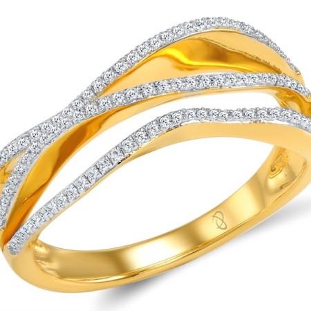 Sterling Silver w/ Ionic Yellow Plating Ring White Cubic Zirconia (R307353WCZSP925)