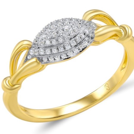 Sterling Silver w/ Ionic Yellow Plating Ring White Cubic Zirconia (R307359WCZSP925)