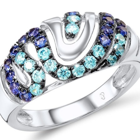 14KWB Ring Blue Sapphire,Blue Topaz (Swiss Blue) (R307426BTS14KWB) - US 7.75
