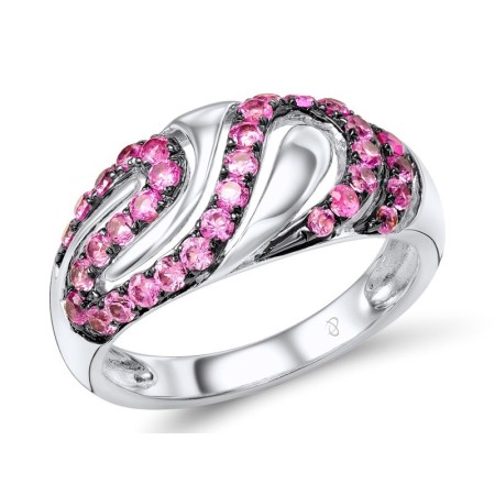 Sterling Silver w/ Black White Plating Ring Created Pink Sapphire (R307429CPSSK925)