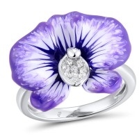 Sterling Silver Ring Enamel,White Cubic Zirconia (R307460ENA2SL925) - US 6.75