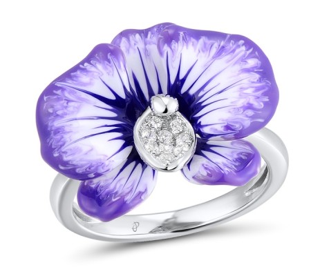 Sterling Silver Ring Enamel,White Cubic Zirconia (R307460ENA2SL925) - US 6.75