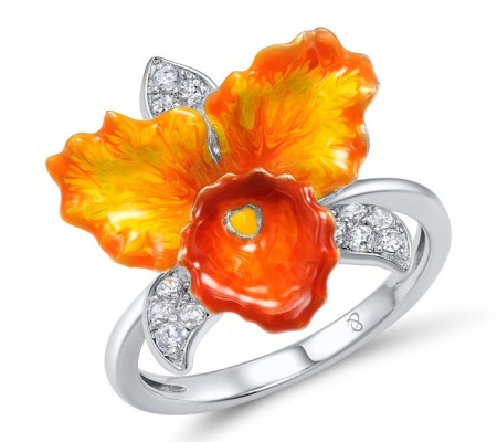 Sterling Silver Ring Enamel,White Cubic Zirconia (R307461ENASL925) - US 6