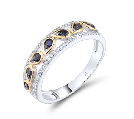 14KYWB Ring Blue Sapphire,Diamond (R307524SAP14KYWB) - US 6