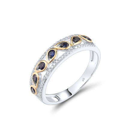 14KYWB Ring Blue Sapphire,Diamond (R307524SAP14KYWB) - US 6