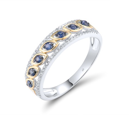 14KYWB Ring Blue Sapphire,Diamond (R307529SAP14KYWB) - US 6