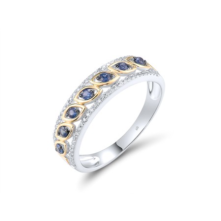 14KYWB Ring Blue Sapphire,Diamond (R307529SAP14KYWB) - US 6