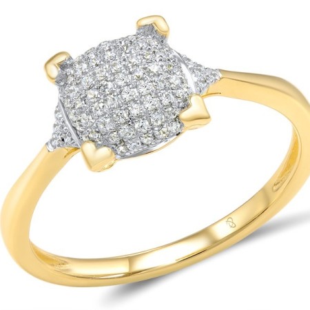 Sterling Silver w/ Ionic Yellow Plating Ring White Cubic Zirconia (R307599WCZSP925)