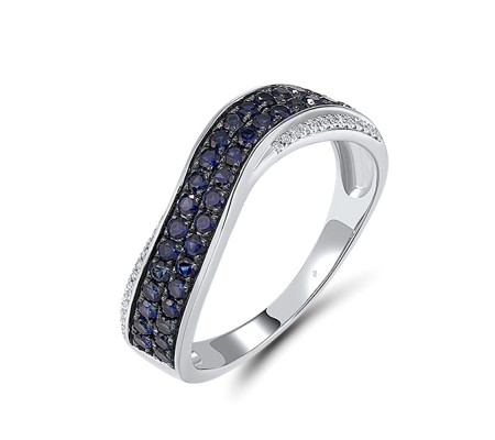 14KWB Ring Blue Sapphire,Diamond (R307796SAP14KWB) - US 8
