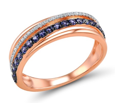 14KRWB Ring Blue Sapphire,Diamond (R307807SAP14KRWB) - US 5.5