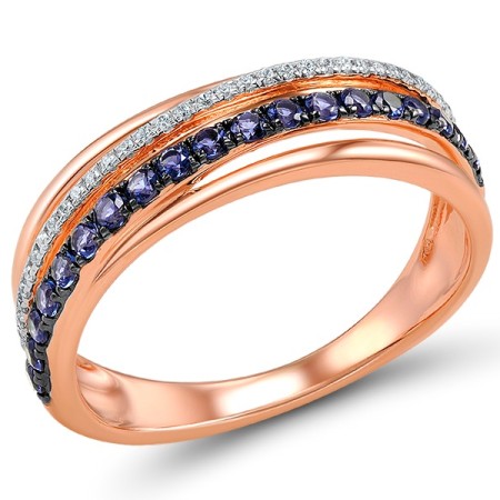 14KRWB Ring Blue Sapphire,Diamond (R307807SAP14KRWB) - US 5.5