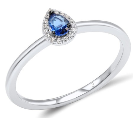 14KWB Ring Blue Sapphire,Diamond (R307886SAP14KWB) - US 6