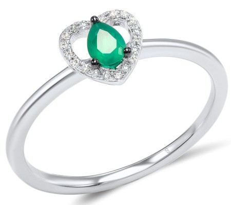 14KWB Ring Diamond,Emerald (R307887EMR14KWB) - US 6