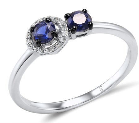 14KWB Ring Blue Sapphire,Diamond (R307973SAP14KWB) - US 6