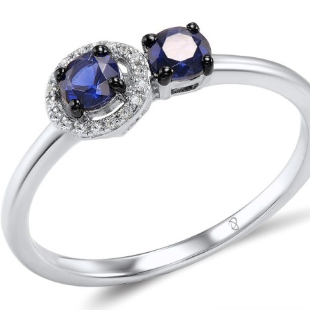 14KWB Ring Blue Sapphire,Diamond (R307973SAP14KWB) - US 6