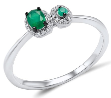 14KWB Ring Diamond,Emerald (R307976EMR14KWB) - US 6