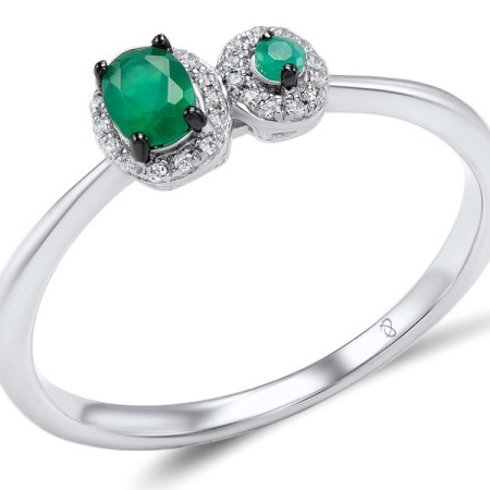 14KWB Ring Diamond,Emerald (R307976EMR14KWB) - US 6