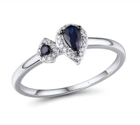 14KWB Ring Blue Sapphire,Diamond (R307983SAP14KWB) - US 7.5